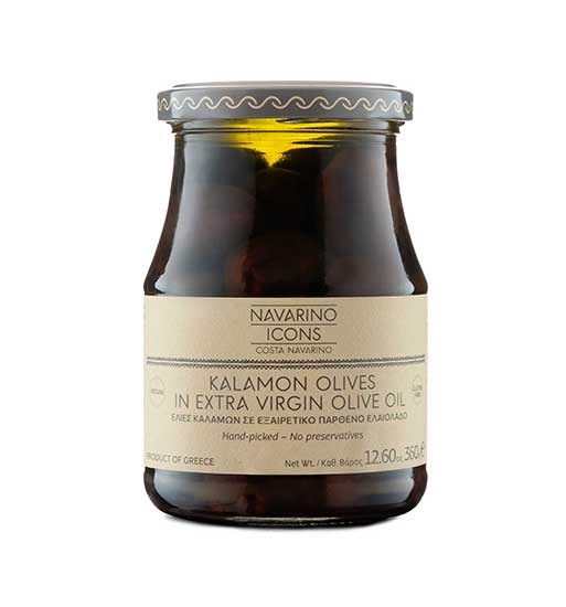 Navarino Icons Kalamon Olives in Extra Virgin Olive Oil, 360g